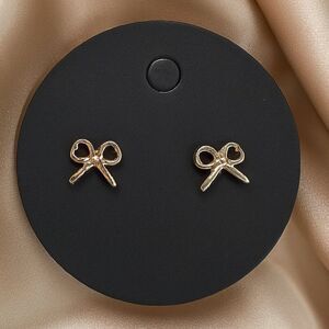 Small Gold tone Bow Stud Earrings – Cute Minimalist Women’s Fashion Jewelry Gift
